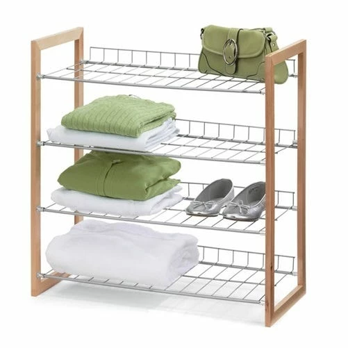 Honey-Can-Do HoneyCanDo 4Tier Wood Frame Closet Accessory Storage Shelf SHO01384 - Closet Organization