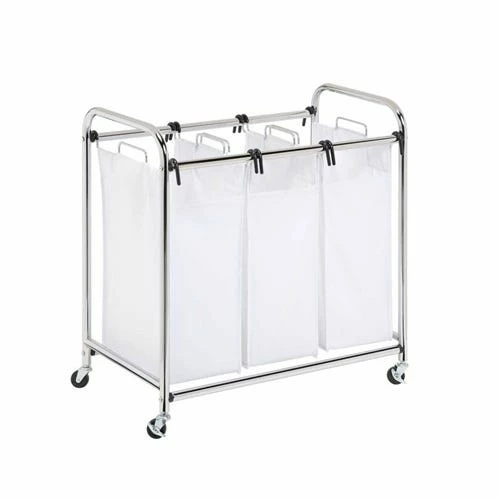 Honey-Can-Do HoneyCanDo Chrome HeavyDuty Triple Laundry Sorter SRT01235 - Laundry Baskets - Image 2