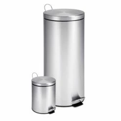 Honey-Can-Do HoneyCanDo Dual Pack Round Stainless Steel Step Trash Cans TRS01886
