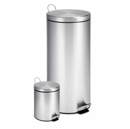 Honey-Can-Do HoneyCanDo Dual Pack Round Stainless Steel Step Trash Cans TRS01886 1 Honey-Can-Do HoneyCanDo Dual Pack Round Stainless Steel Step Trash Cans TRS01886