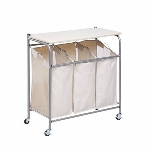 Honey-Can-Do HoneyCanDo Sort & Iron Triple Laundry Center SRT01196 - Laundry Baskets 2 Honey-Can-Do HoneyCanDo Sort & Iron Triple Laundry Center SRT01196 - Laundry Baskets - Image 2
