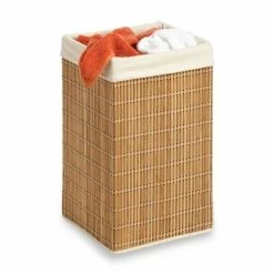 Honey-Can-Do HoneyCanDo Square Wicker Bamboo Hamper w/ Liner HMP01620 - Laundry Baskets
